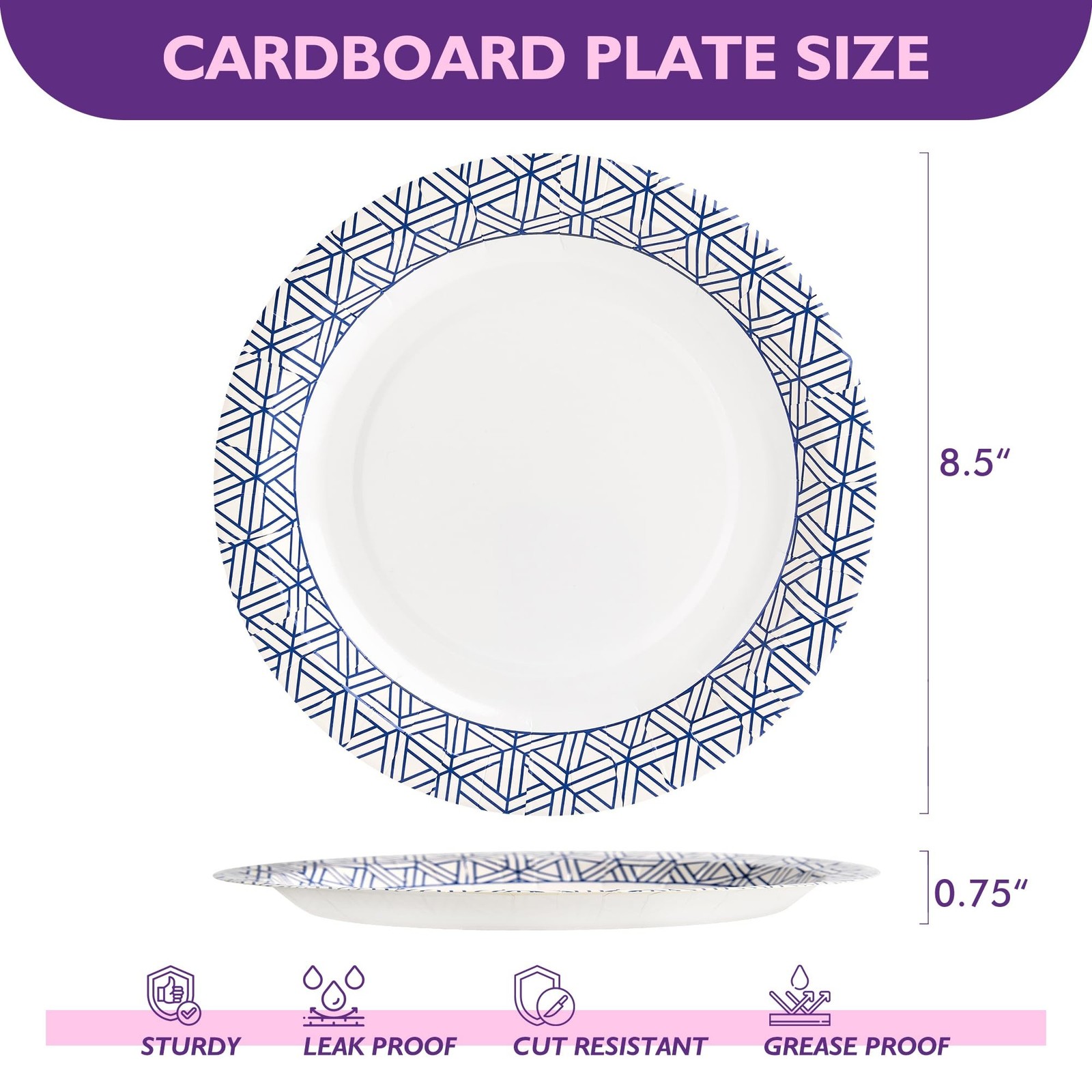 Disposable Paper Plates 8.5 Inch 300 Count, Soak Proof and Cut Resistant Heav…