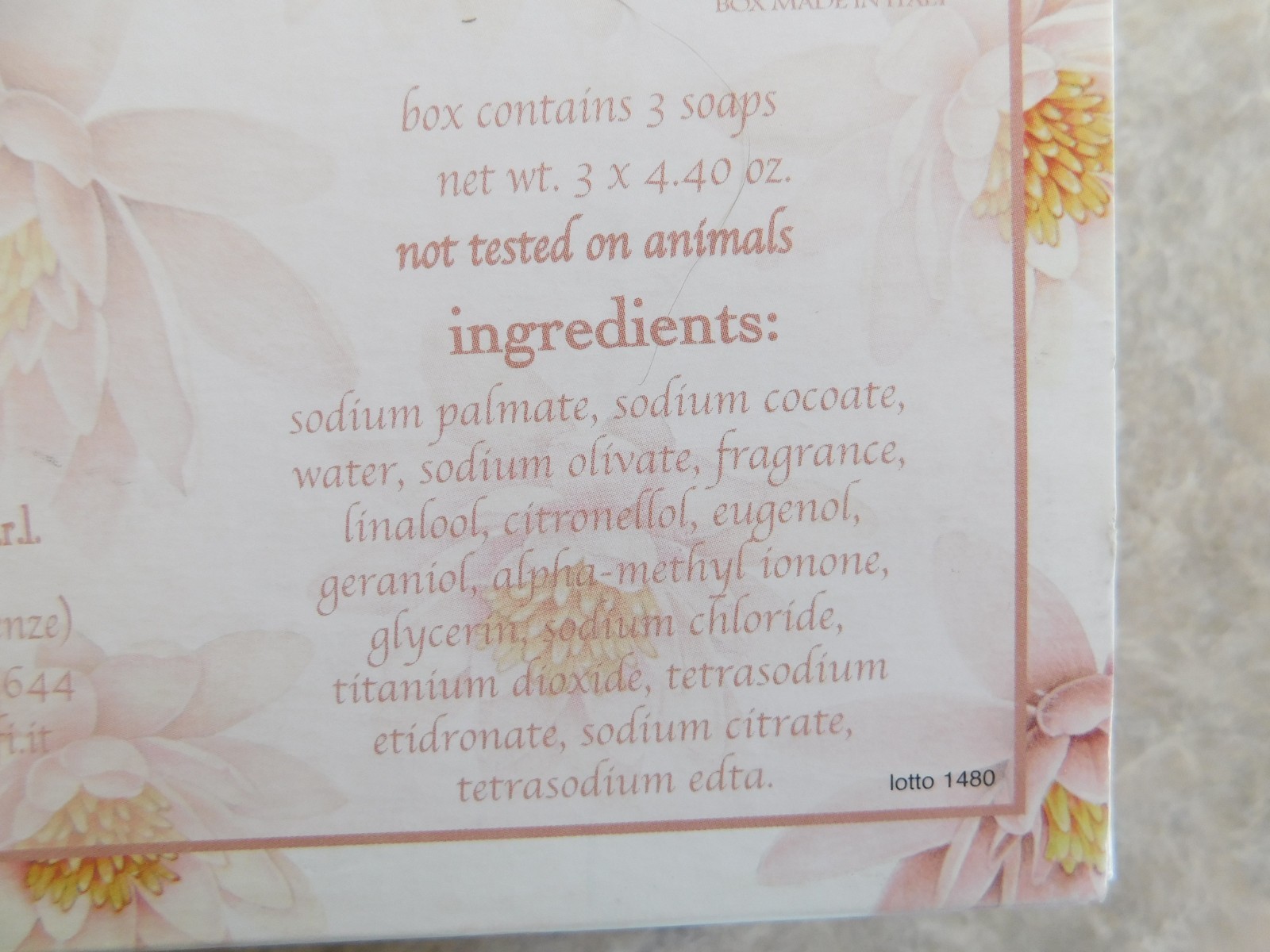 Saponificio Artigianale Fiorentino Soap Water Lily Blossom 3x 4.40oz Italy