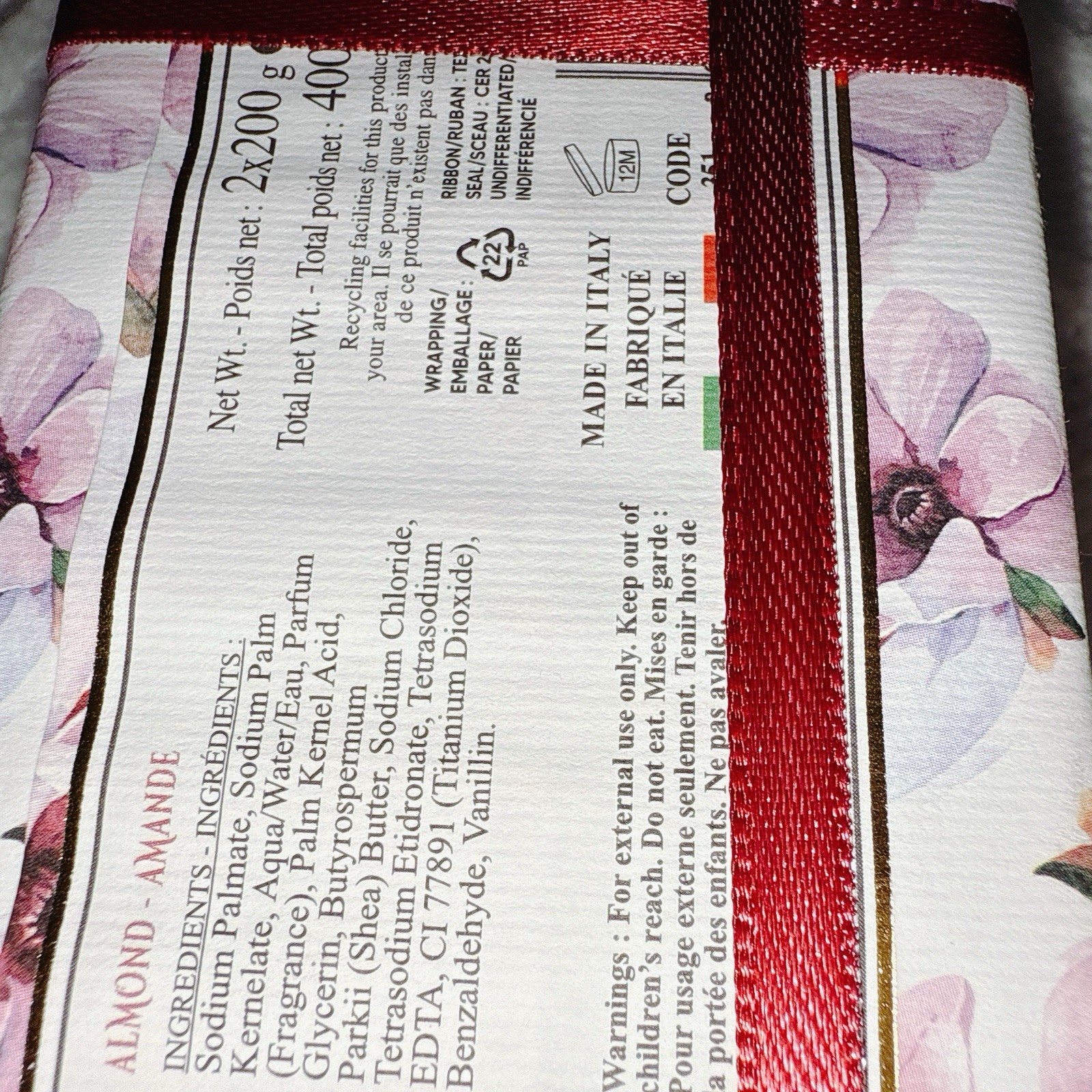Set Gifset 2 pcs ZENI Scented Fine Triple Milled ITALIAN Soap Bar 7.0 Oz ALMOND