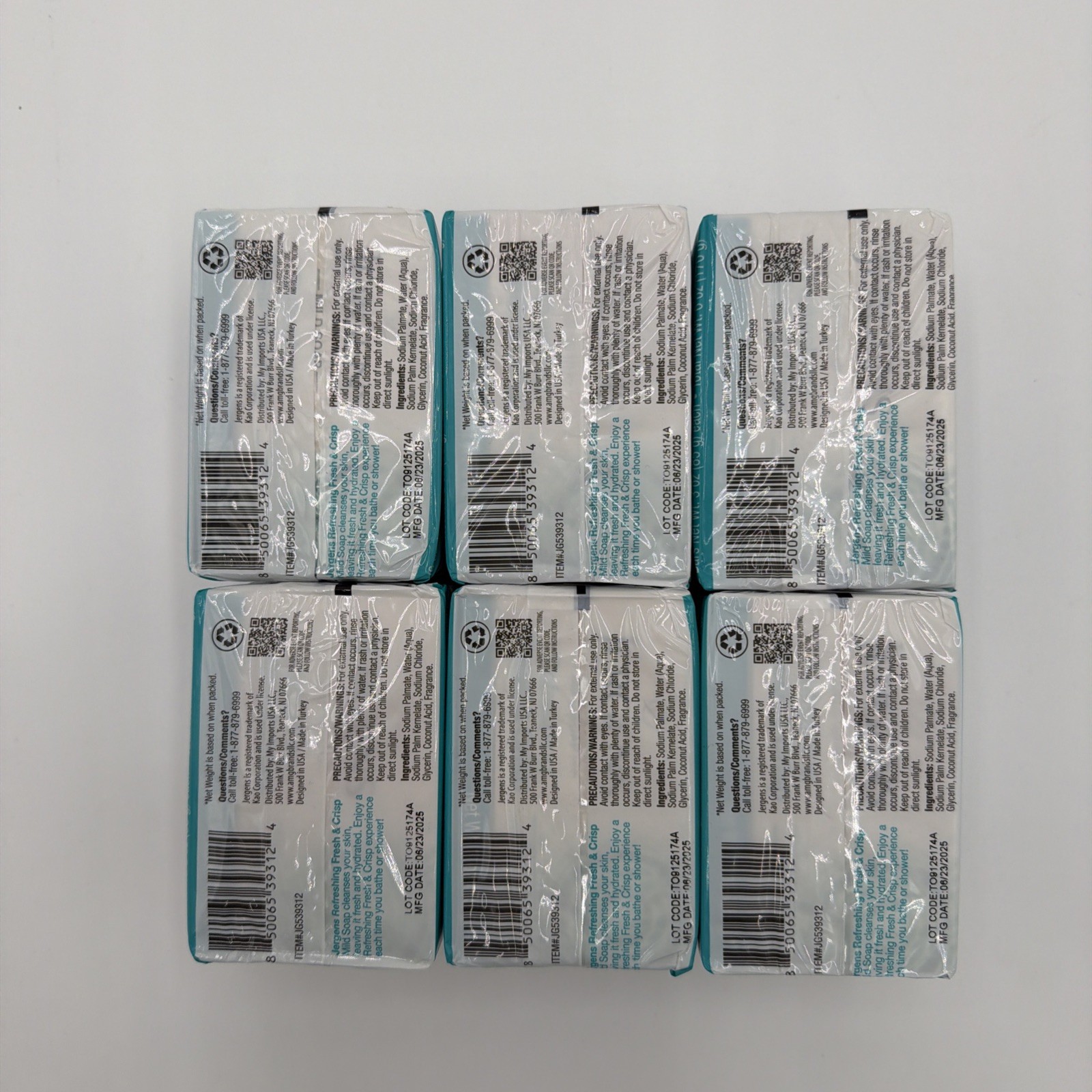 Jergens Mild Soap, Refreshing Fresh & Crisp, 6x (2pks) 12 bars total 3 Oz