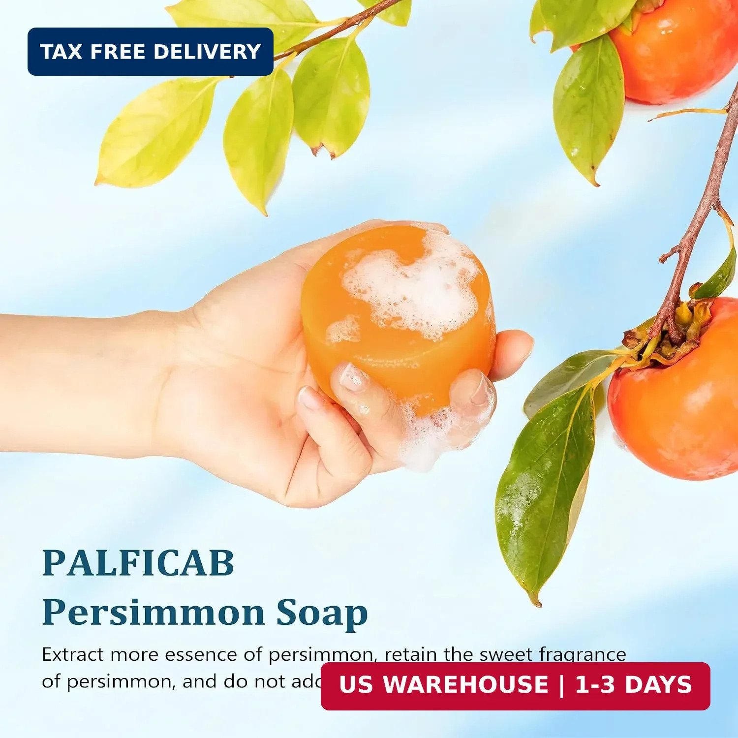 120g Persimmon Soap for Old People Smell, Natural Persimmon Extract Deodorant Bo