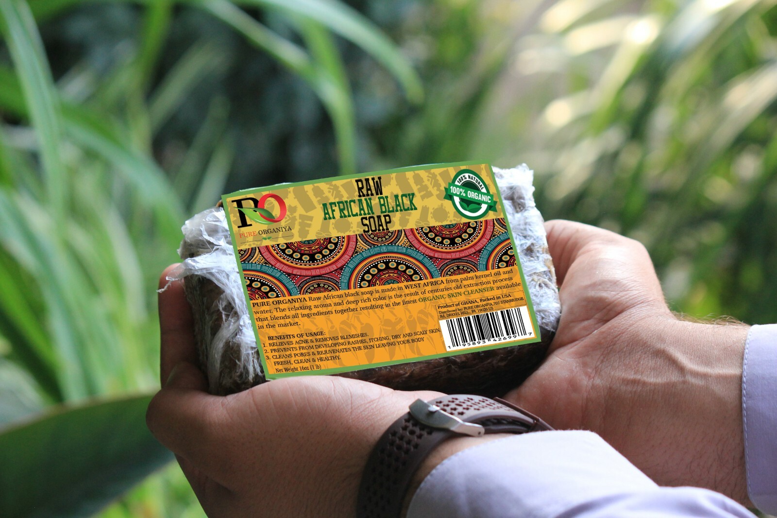 Pure Organiya Raw African Black Soap(16OZ) 100%Natural Unrefined Soap From Ghana