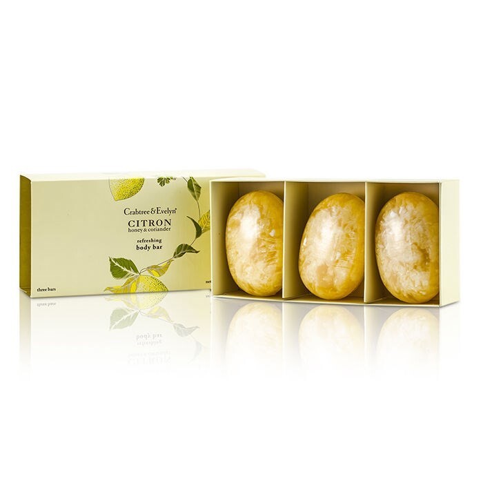 CRABTREE & EVELYN CITRON HONEY CORIANDER SET of 3 BODY BARS NEW in BOX OLD STOCK