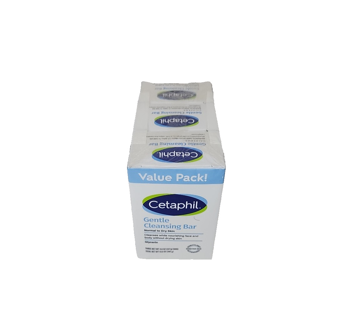 Cetaphil Gentle Cleansing Bar For Dry Normal Sensitive Skin 3 Pack 4.5 oz Bars