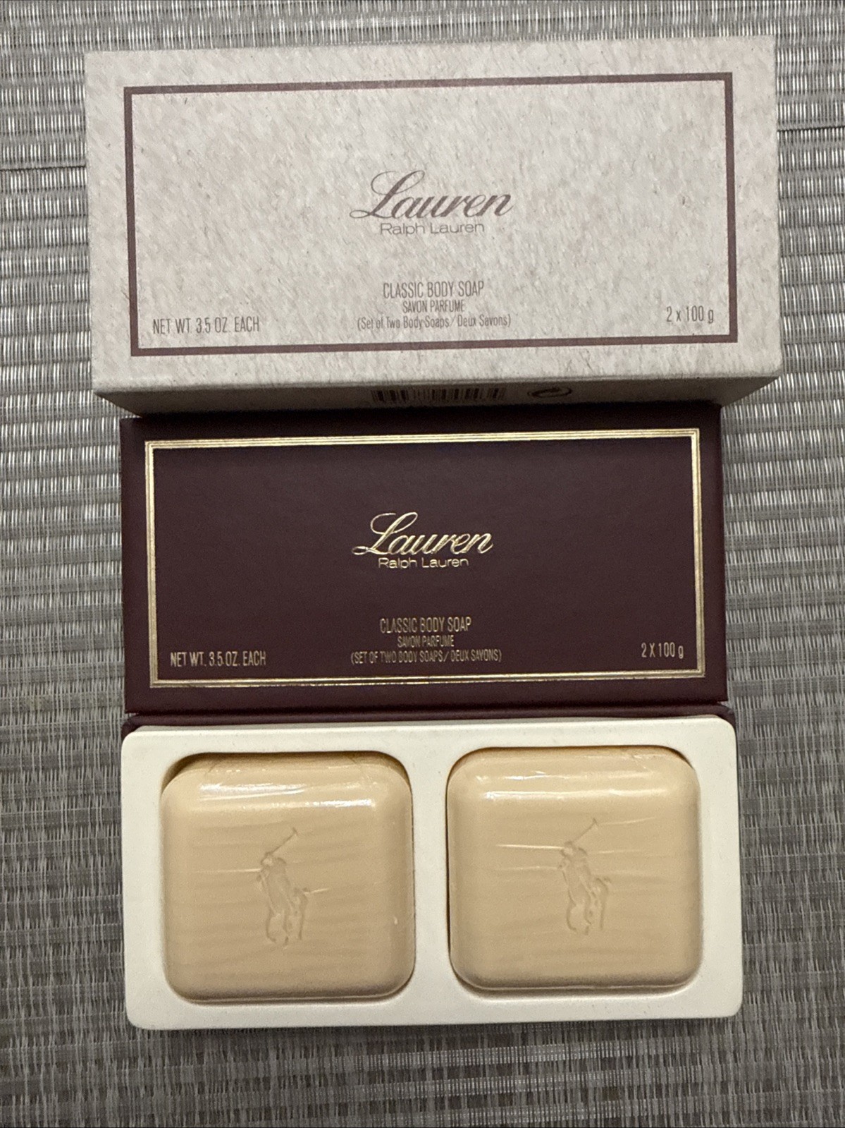 Vintage Lauren by Ralph Lauren 2 x 100g Classic Body Soap New Unused In Box NOS