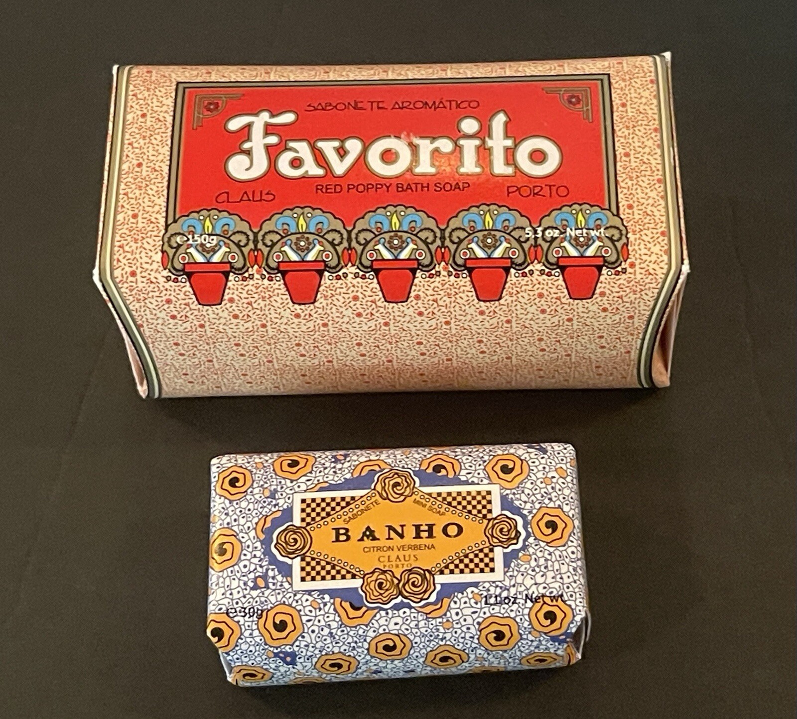 Claus Porto Favorito Red Poppy Bath Soap 5.3 oz. Banho Citron verbera Mini 1 Oz