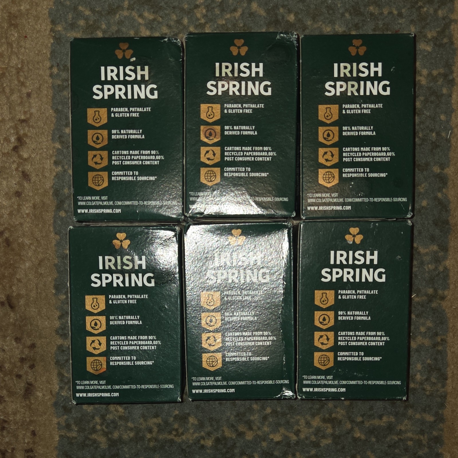 Irish Spring Deodorant Bar Soap Original Clean 4 oz, 6 bar lot