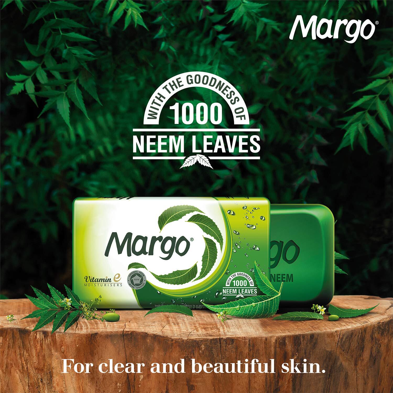 Margo Original Neem Soap 75g X 4, 300 gram With Goodness of 1000 Neem Leaves