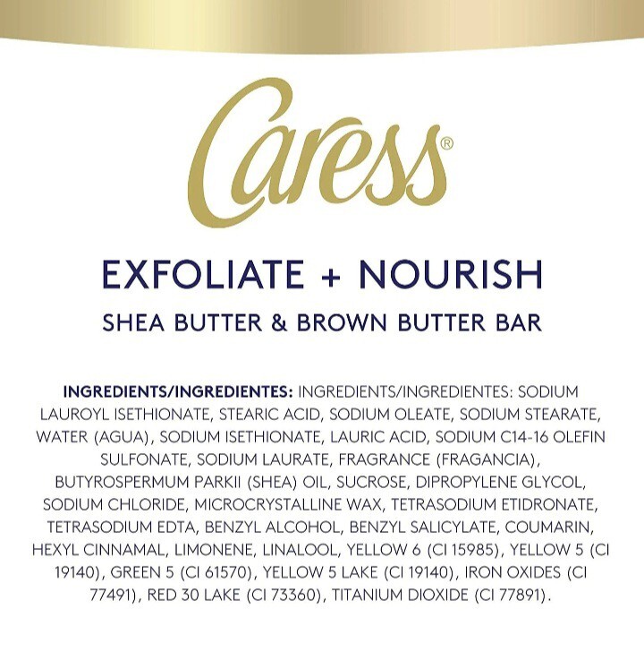 NEW! CARESS (2-BARS) 3.15 Oz. Bars ●SHEA BUTTER/BROWN SUGAR● Exfoliate +Nourish.