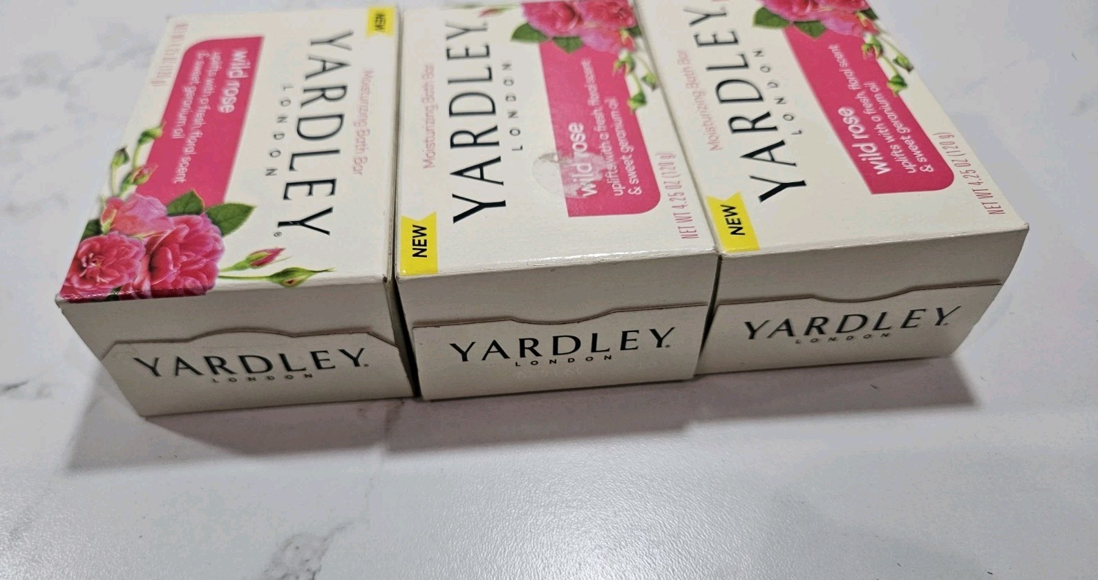 LOT OF (3) BARS YARDLEY LONDON BAR SOAP WILD ROSE 4.25oz EACH BAR