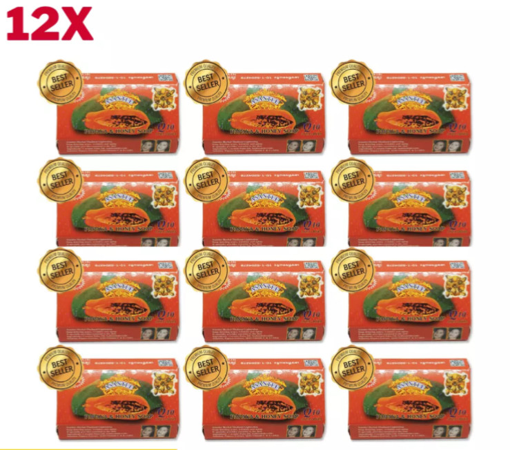 12x Asantee Papaya Honey Soap Bar Q10 Brightening Moisturizing Skin Natural 125g