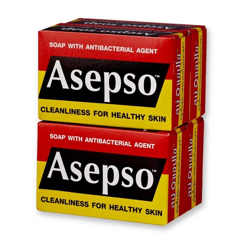 Asepso Original Bar Soap Antibacterial For Prickly Heat & Skin Infections 80g x8