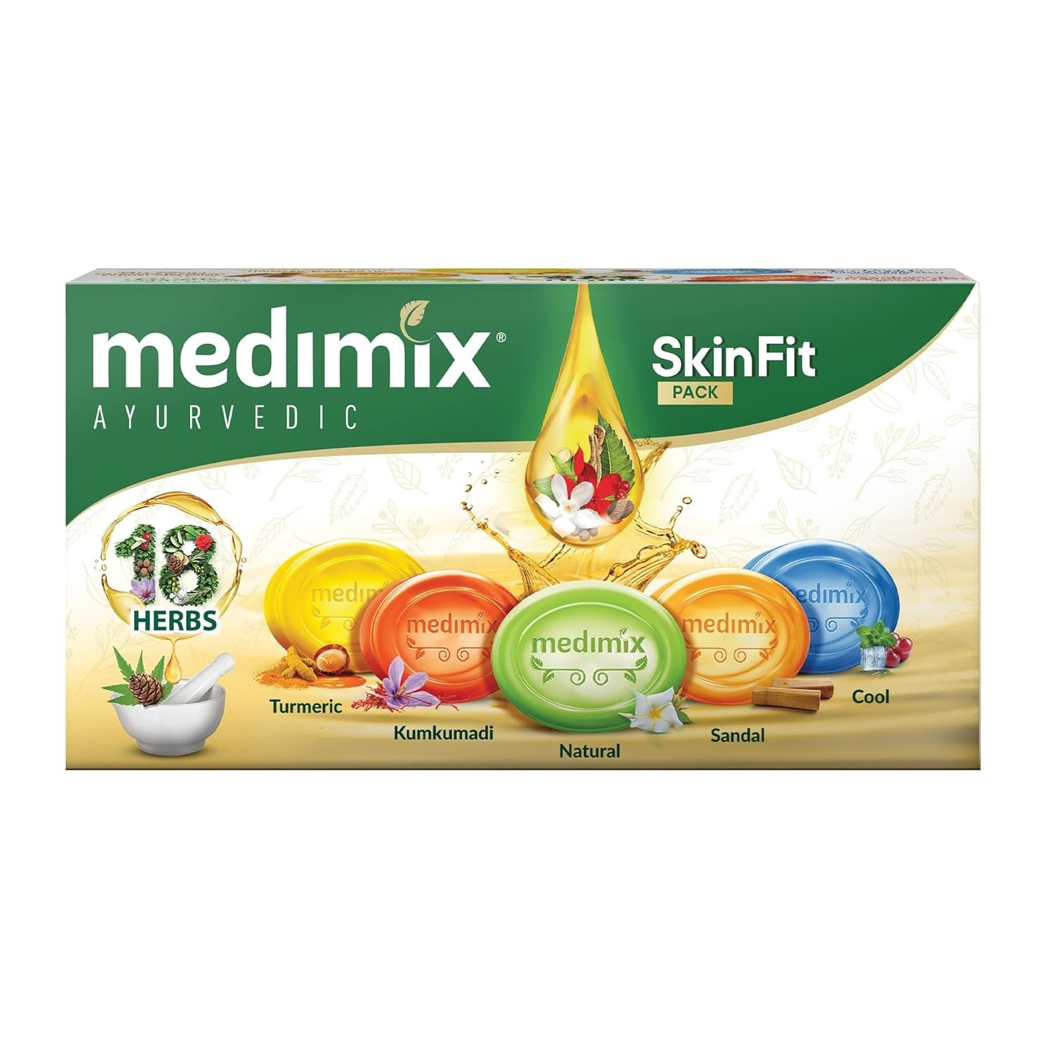 Medimix Ayurvedic Skinfit Bathing Soap 125g x 5 Natural Herbal Body Care