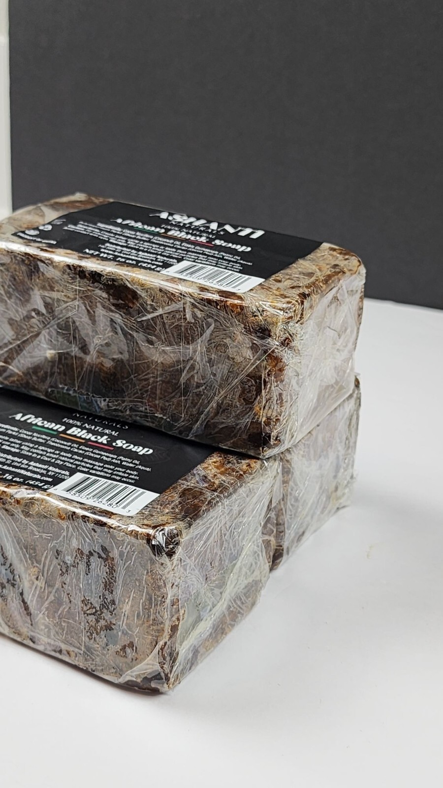 Ashanti African Fragrance Free Black Soap, 3 bars, 46oz /1362g