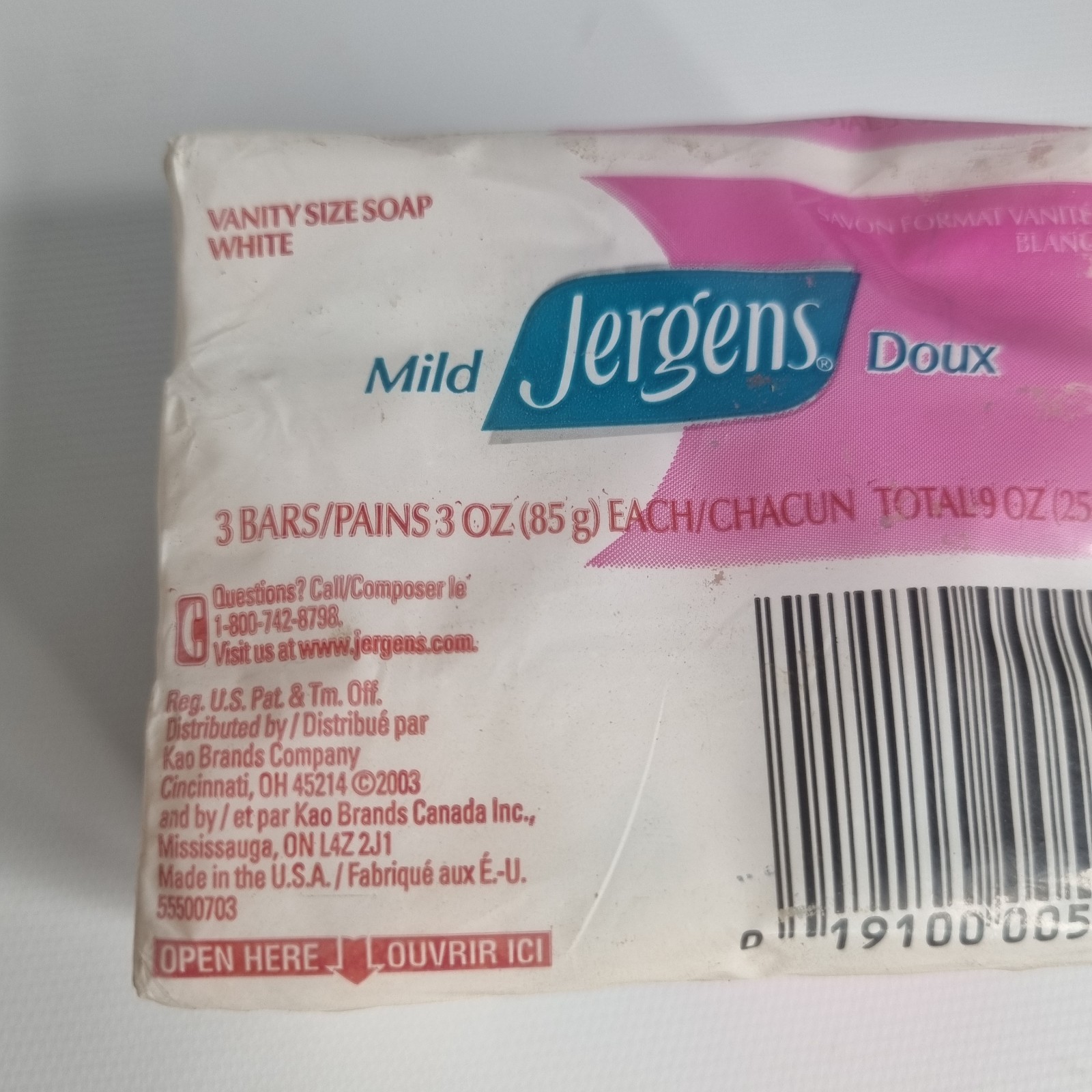 NOS 3 Bars VTG JERGENS MILD WHITE VANITY SIZE SOAP UNOPENED PKGS