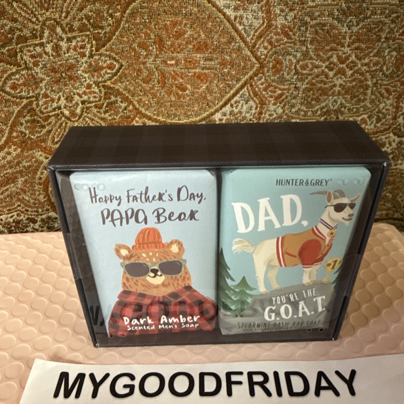 Hunter & Grey Men DAD Bar Soap Giftset 2pcs Dark Amber & Spearmint Basil 10.58Oz