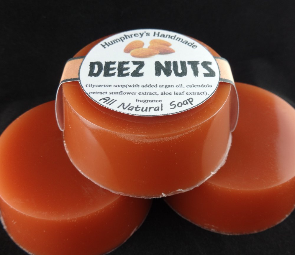 DEEZ NUTS Men’s Shave & Shampoo Soap Honey Almond Beard Wash Round Bar Funny