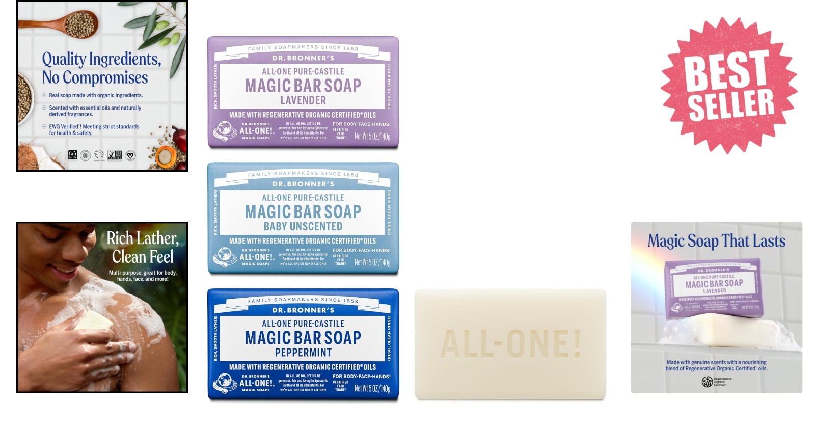 Organic Castile Soap Bars – Pure-Castile Variety Pack for All Skin Types