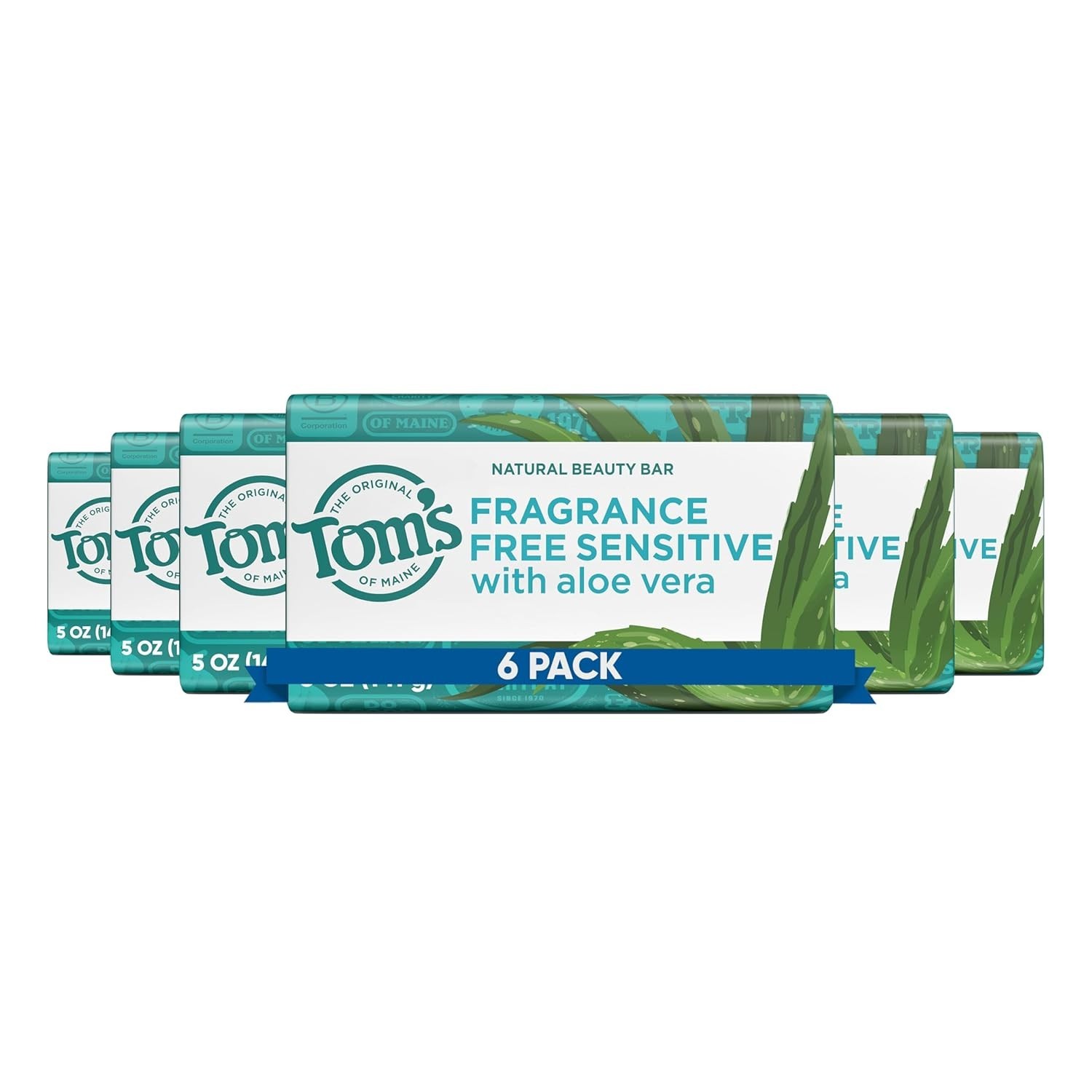 Dermatologist-Tested Tom’s of Maine Fragrance-Free Soap – Pack of 6, 5oz Bars