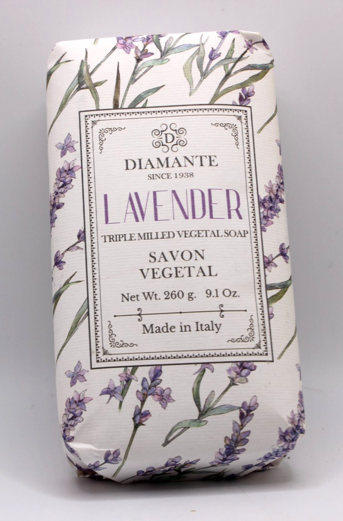 Lavender Soap Diamante triple milled 9.1 oz (260 g) Italy New