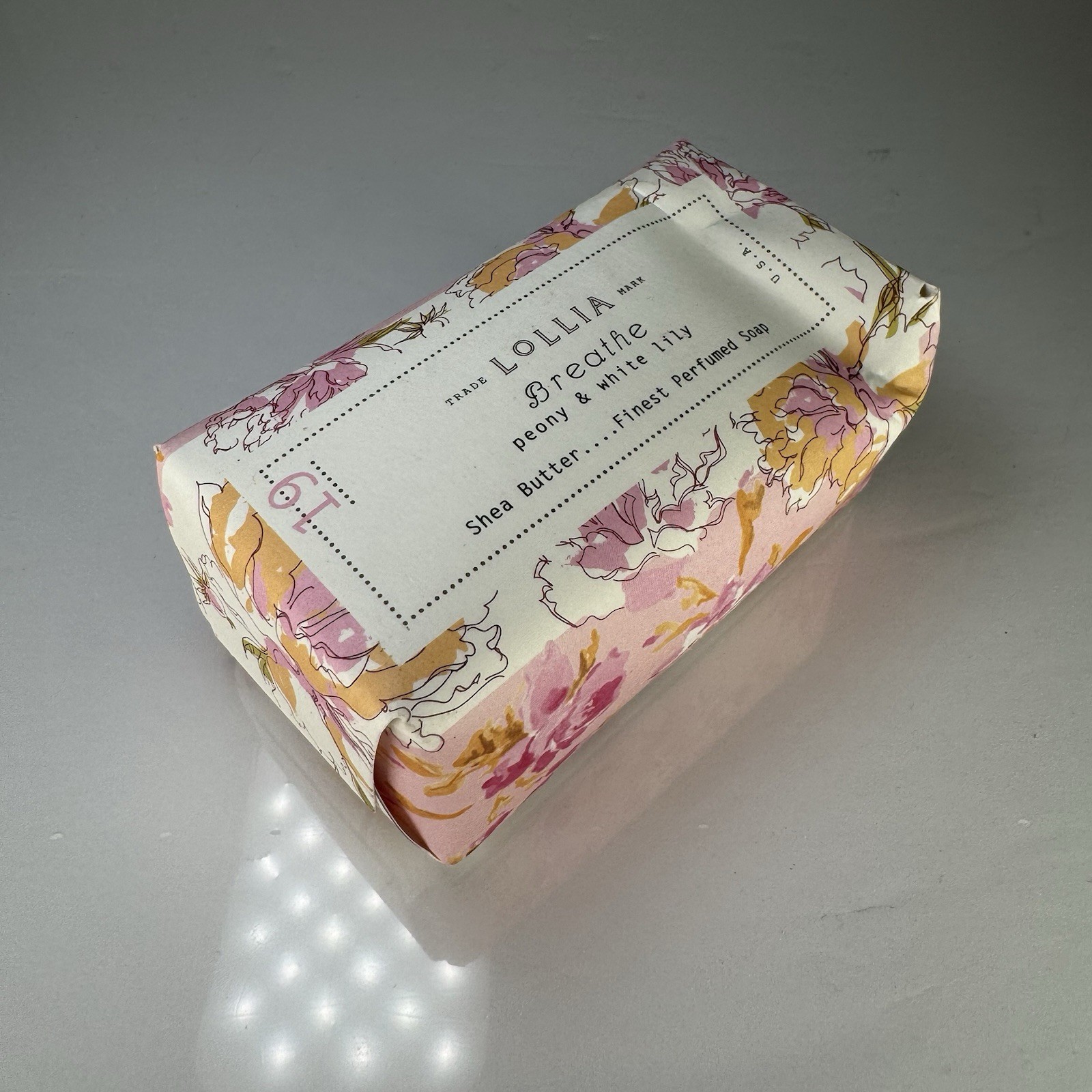 LOLLIA Breathe Peony & White Lily Shea Butter Finest Perfumed Soap 5 oz Made USA
