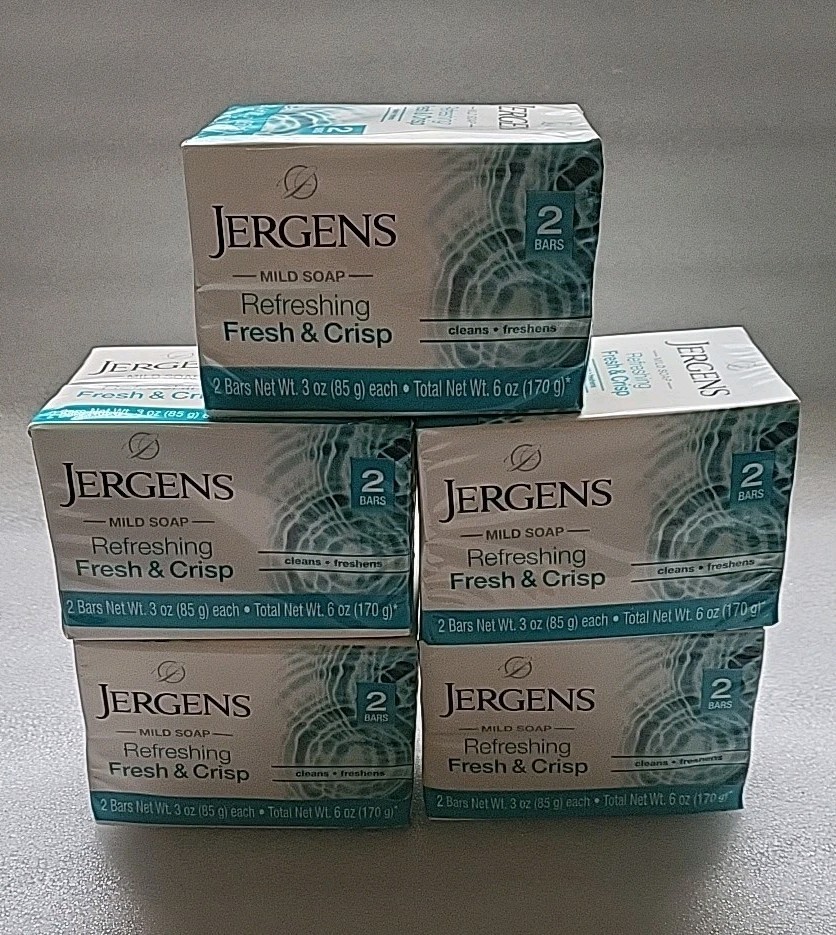 5x Lot Jergens Fresh & Crisp Mild Soap 10 Bars Total New Sealed