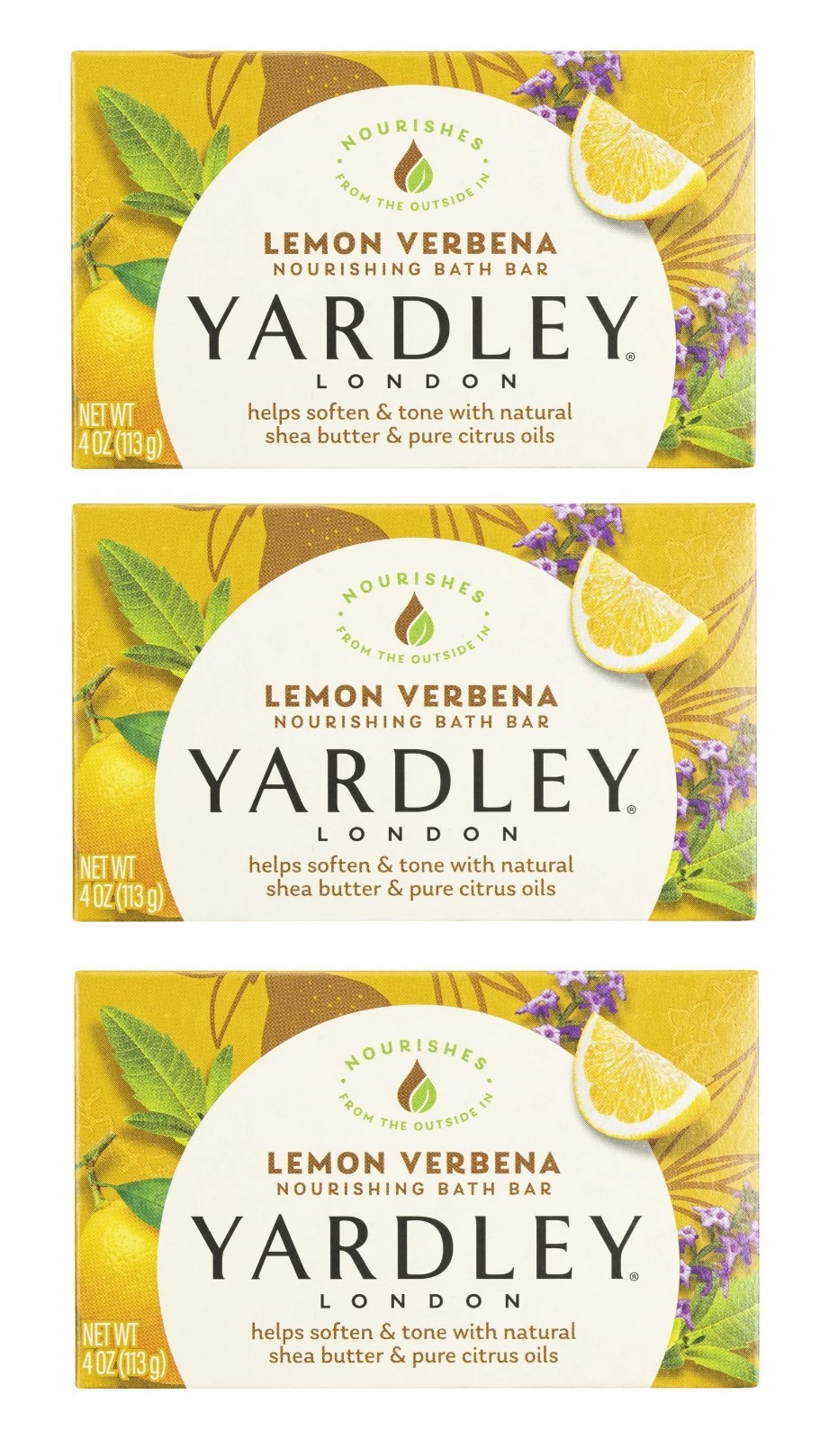 Yardley London Lemon Verbena Bar Soap, 4.25 oz Each (Pack of 3)