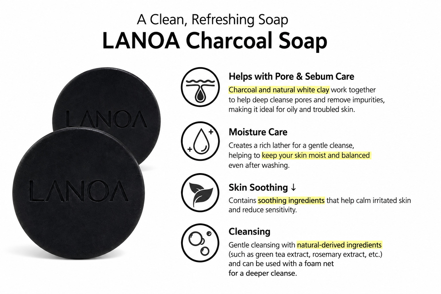 Korean Charcoal Soap Bar Set of 2 Face Body Cleansing Bar K Beauty Skincare Gift