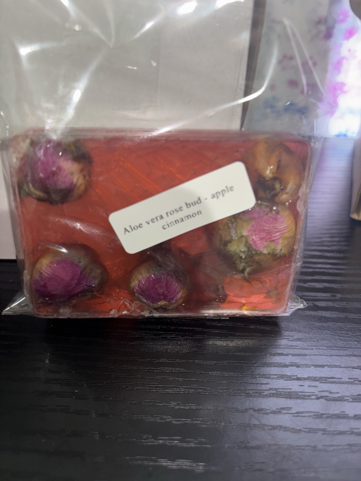 Handmade Aloe Vera Rose Body Bar Soap Apple Cinnamon Scent Red 4 oz Floral