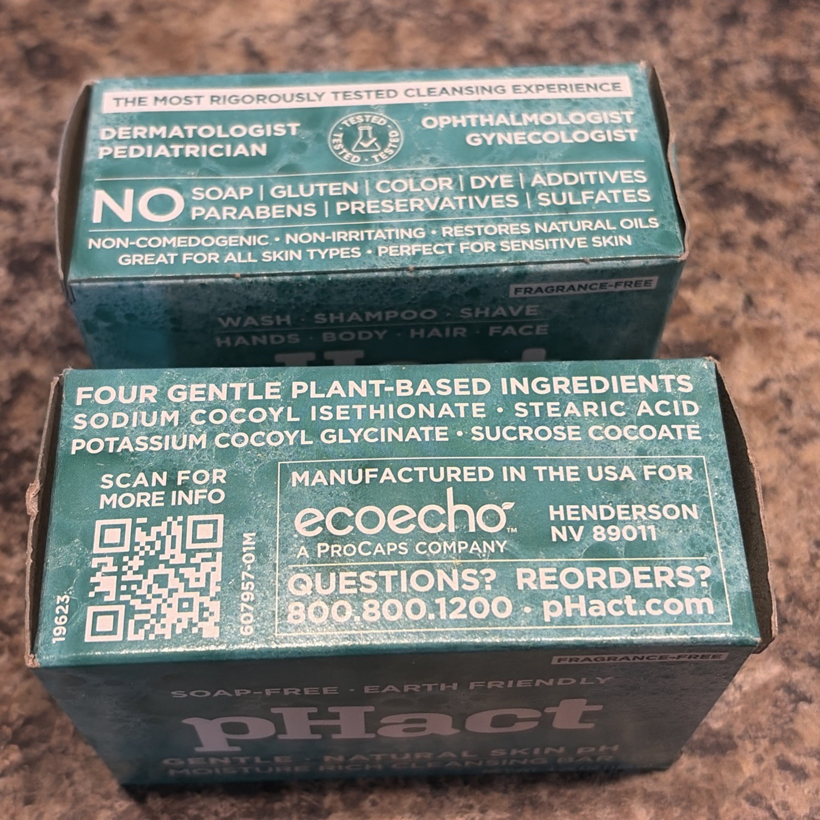pHact Cleansing Bars Soap, Dye, Gluten Free Doctor RX 4.25oz 2 Pack Unscented