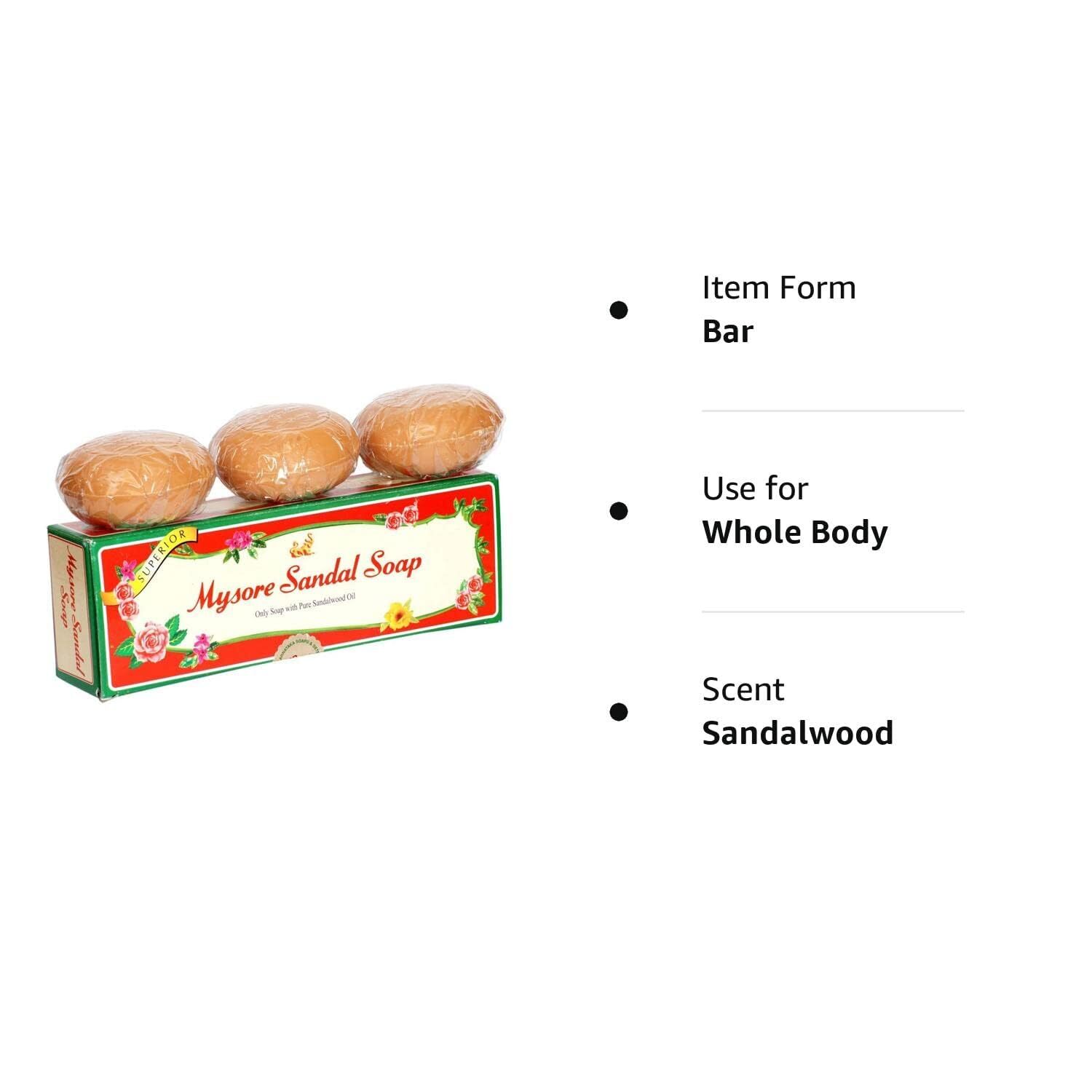 Mysore Sandal Bath Soap Bar, ORIGINAL of Karnataka Soaps ,75 gm x 3
