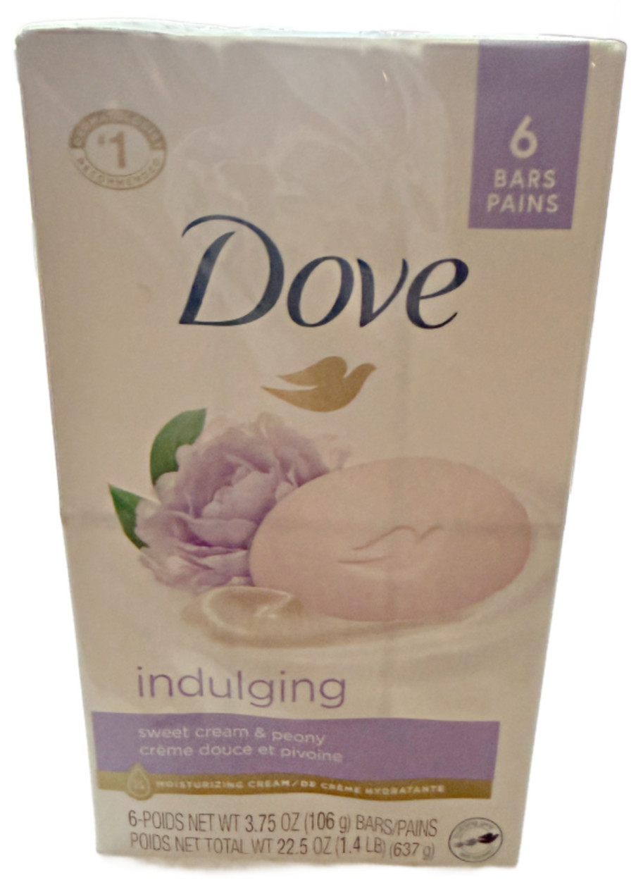 Dove Bar Sweet Cream and Peony Scent Indulging Bar Soap 3.75oz, 6 Count