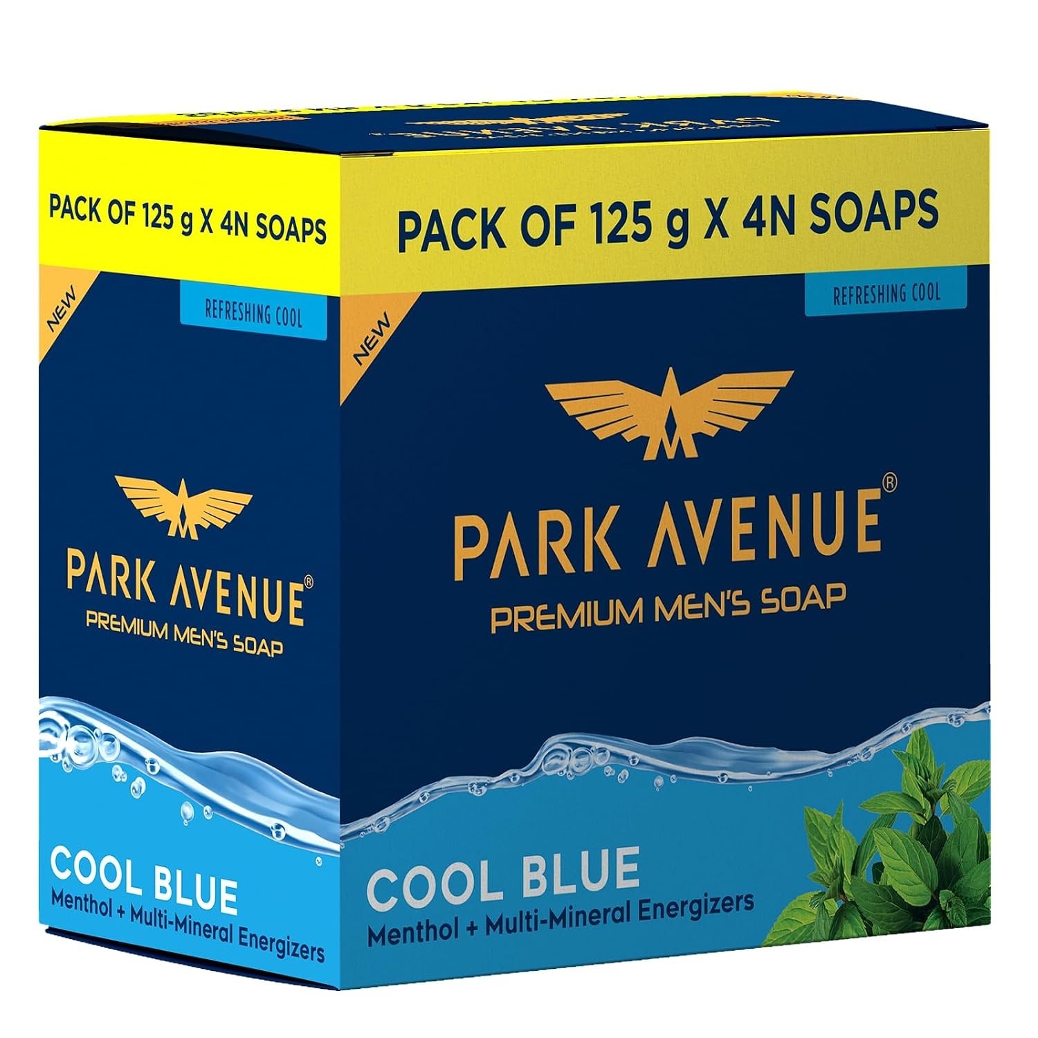 Park Avenue Men’s Cool Blue Soap 125g Pack of 4 Premium Grade 1 Bath Soap