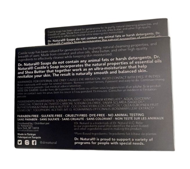 🐌 DR. NATURAL 4 Oz. (113g) BAR ●ONYX SAGE● Charcoal + Sage Castile Soap🫧.