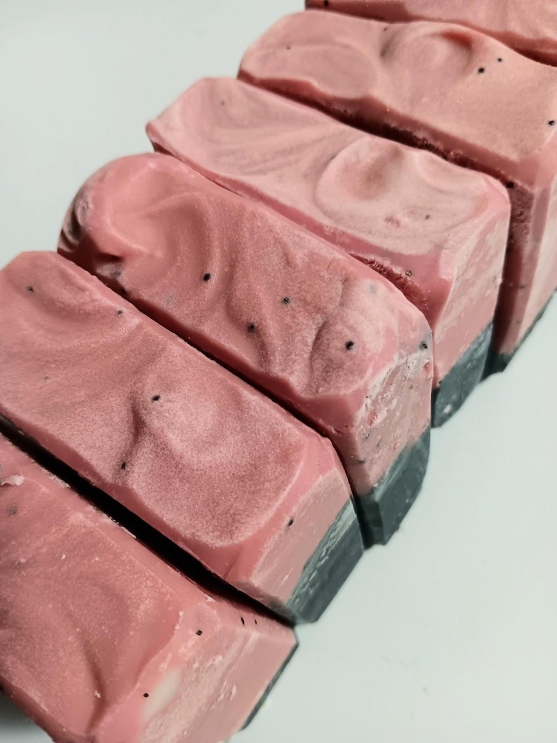 Watermelon Mint Cold Process Soap Bar | Lard, Poppy seeds, Watermelon Seed Oil