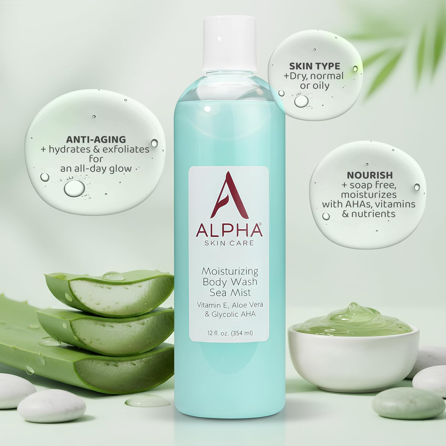 Skin Care Moisturizing Body Wash, Gentle Soap-Free Anti-Aging Formula, Glycolic