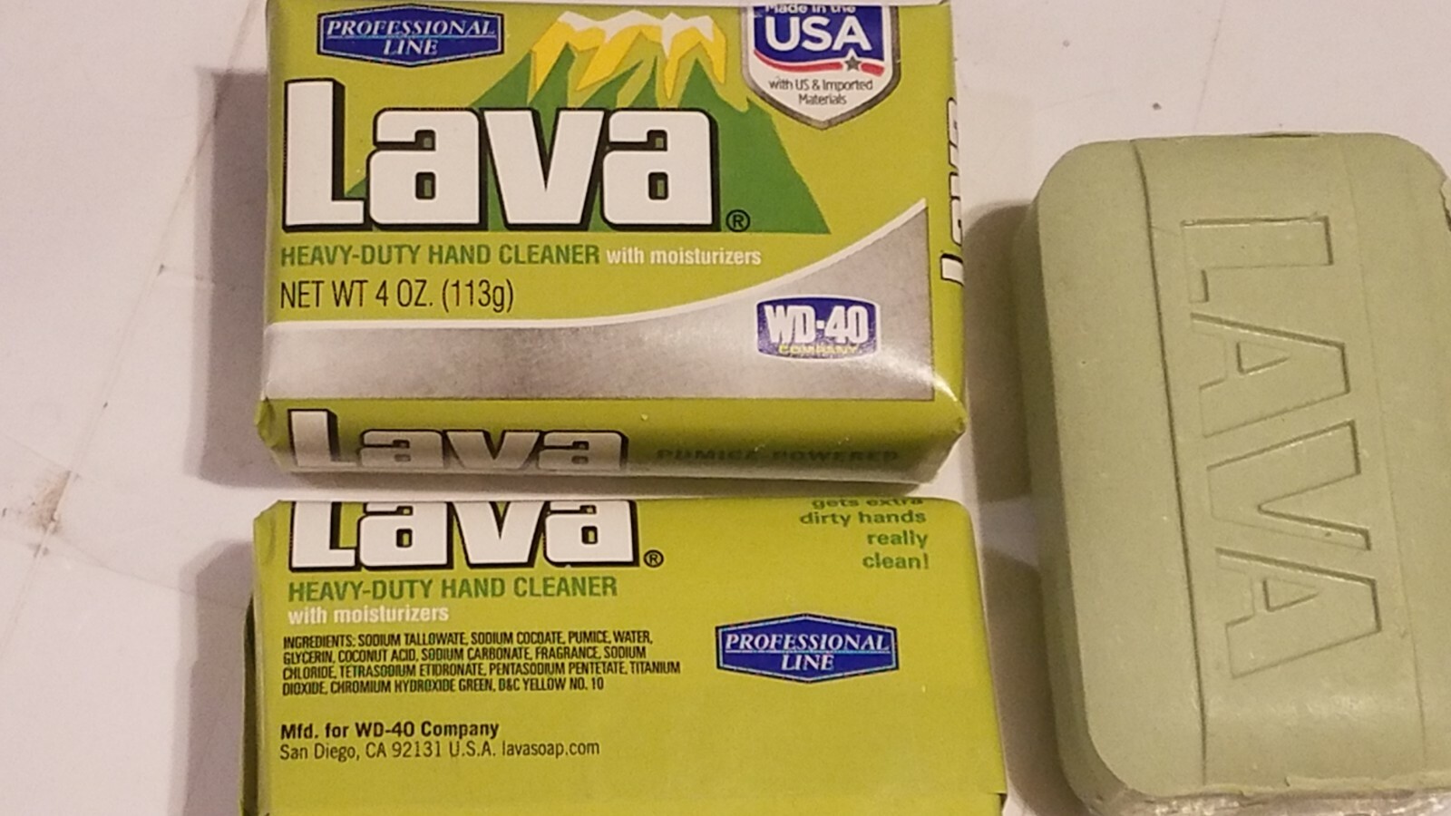 New 4 Pack Lava 4oz Bar Heavy Duty Pumice Powered Hand Soap Made By Wd-40 USA