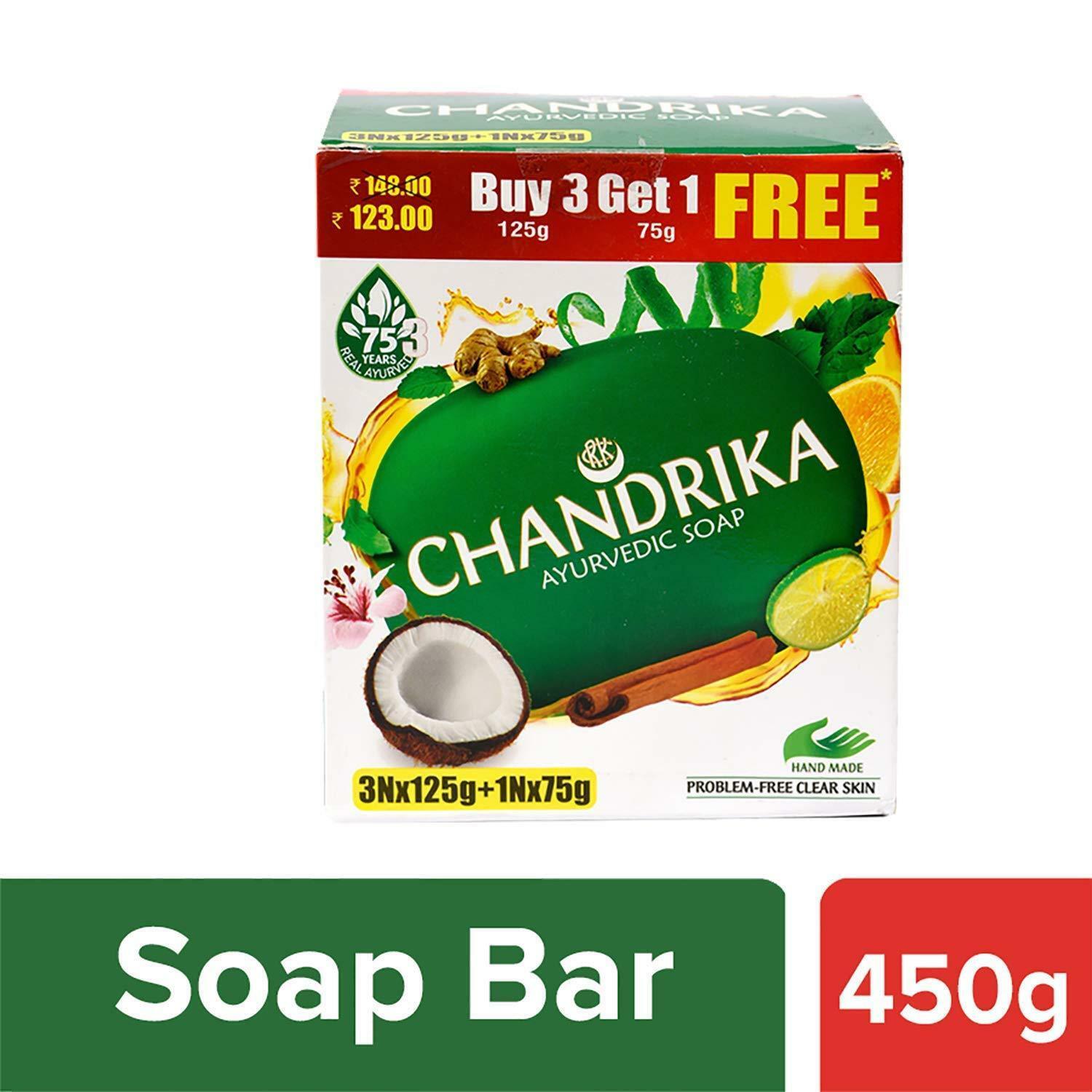 Chandrika Soap Pack of 4 -125g x 3 and Get 75g Free-US Seller Multi Discount