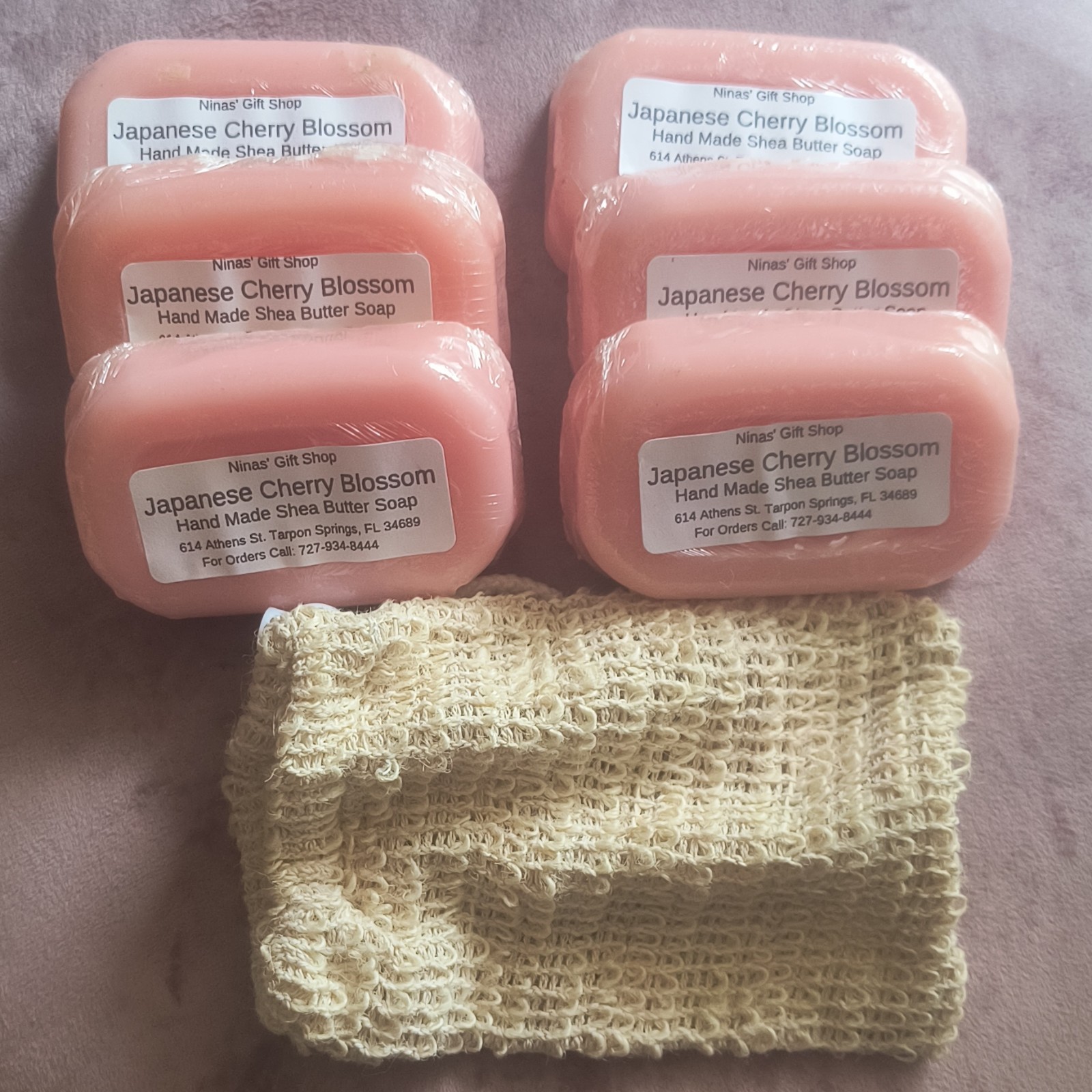 Ninas’ Gift Shop Handmade Shea Butter Soap Japanese Cherry Blossom Pink Bars 4oz