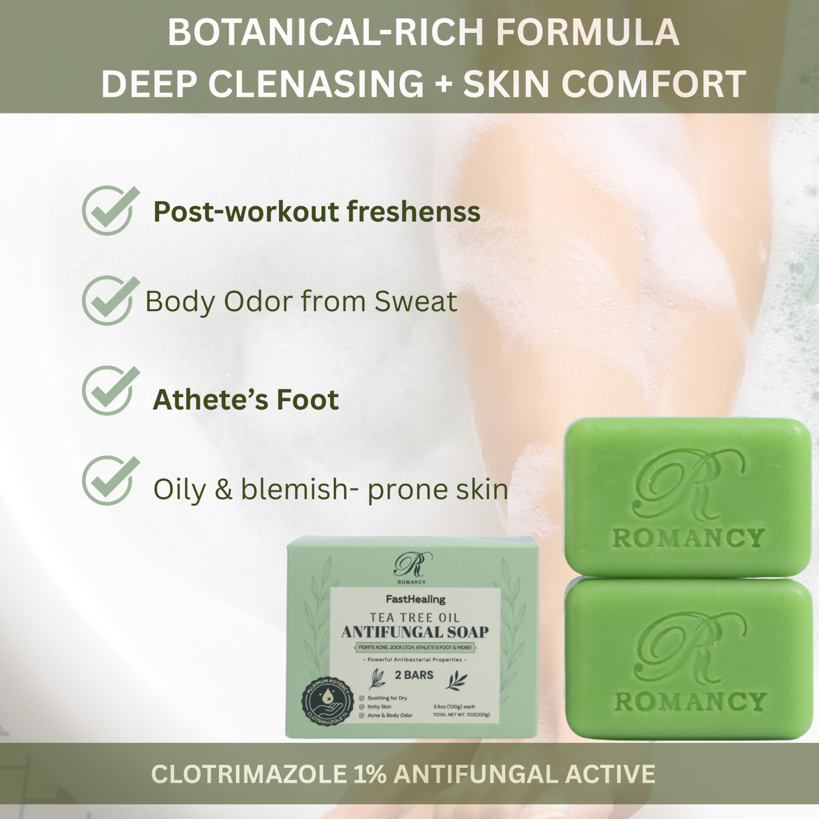 Tea Tree Antifungal Soap Bar 2 Pack – Face & Body Antibacterial Cleanser