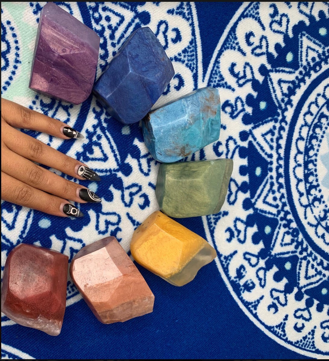 Chakra Soap Set, Soap Rocks, Rainbow Soap, Yoga Soap, Spiritual gift set