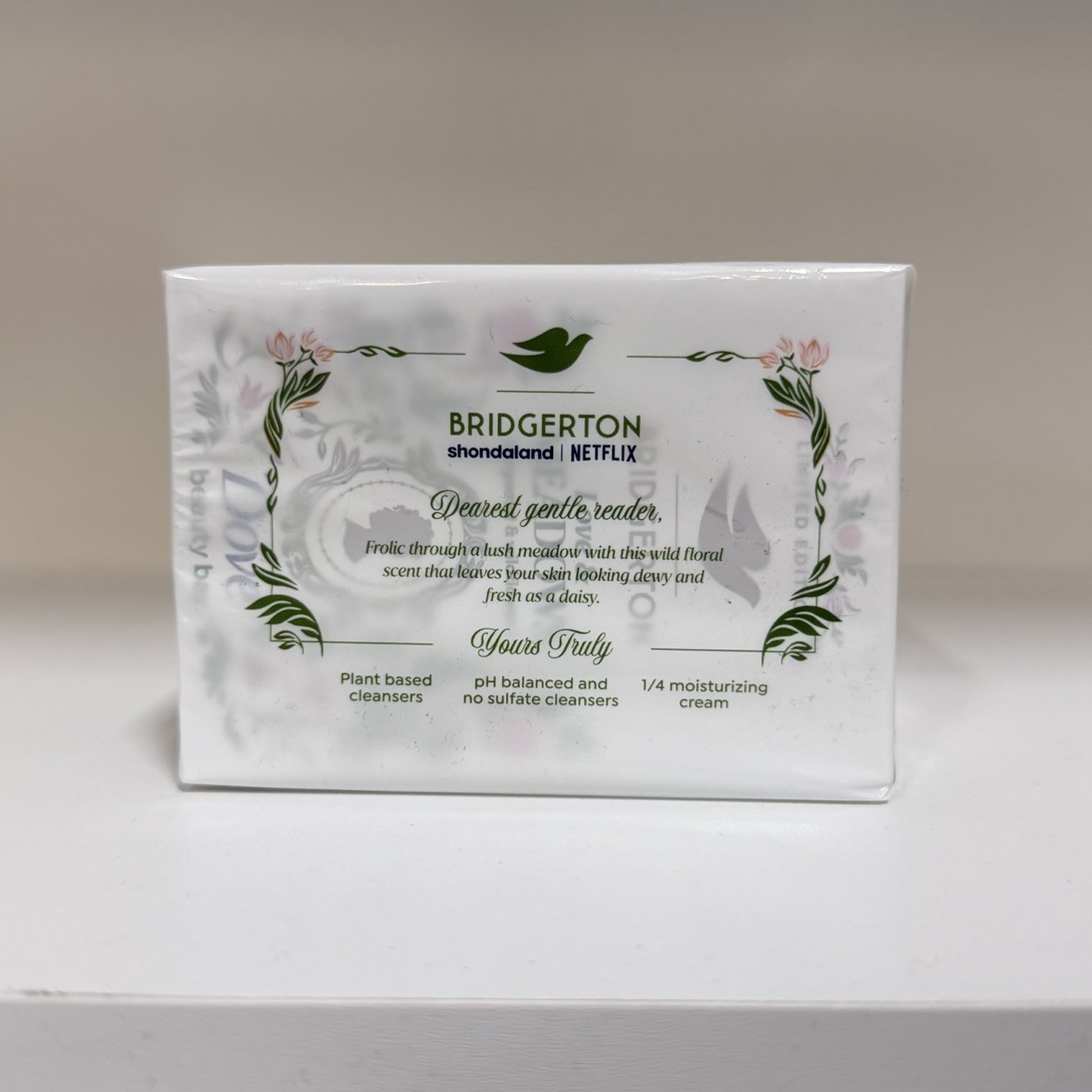 Dove Bridgerton Love & Meadows Beauty Bar Soap Bergamot Wildflowers 15 oz 4 Pack