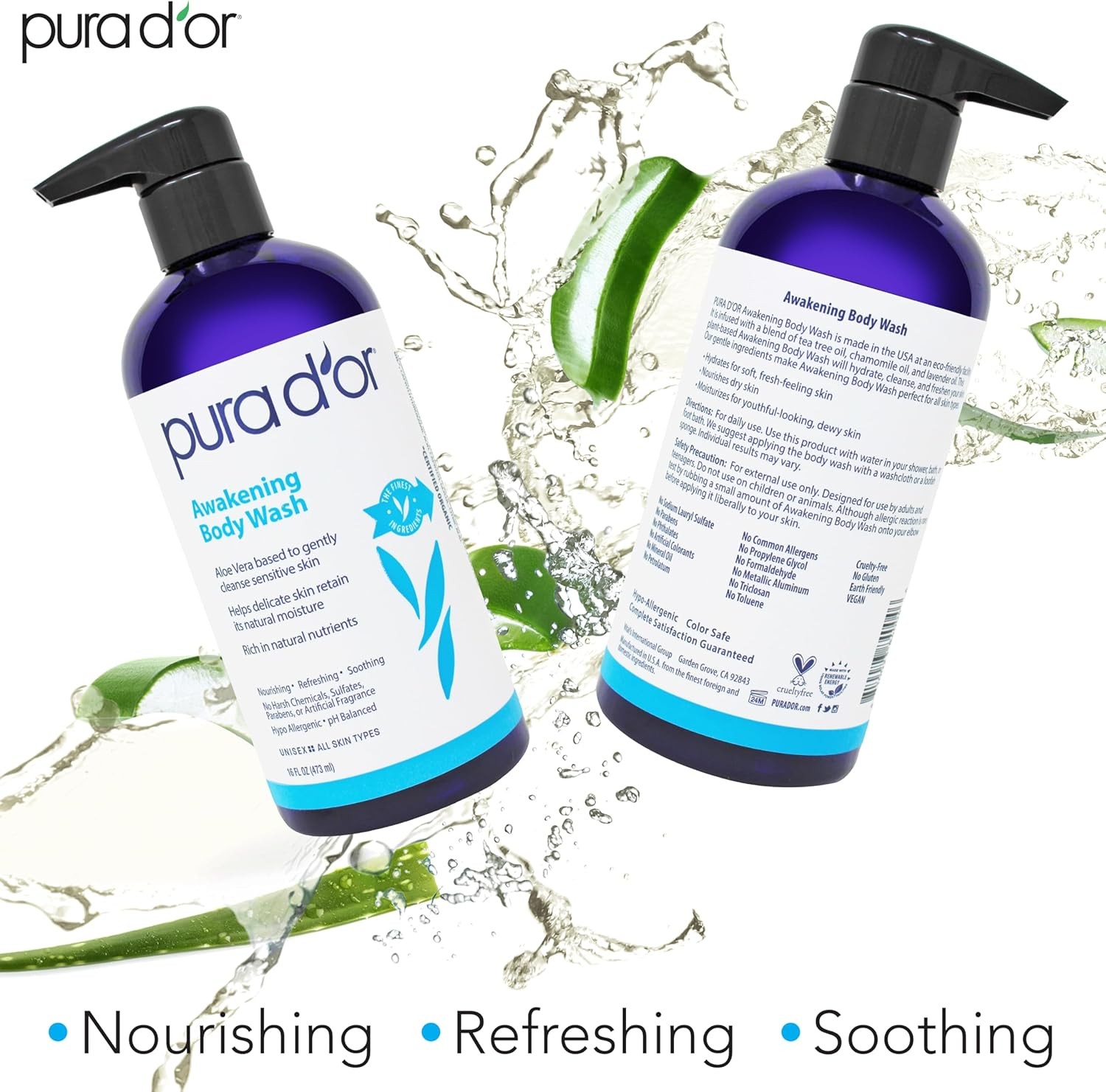 16 Oz Awakening Body Wash with Aloe Vera, Chamomile, Lavender, Tea Tree and