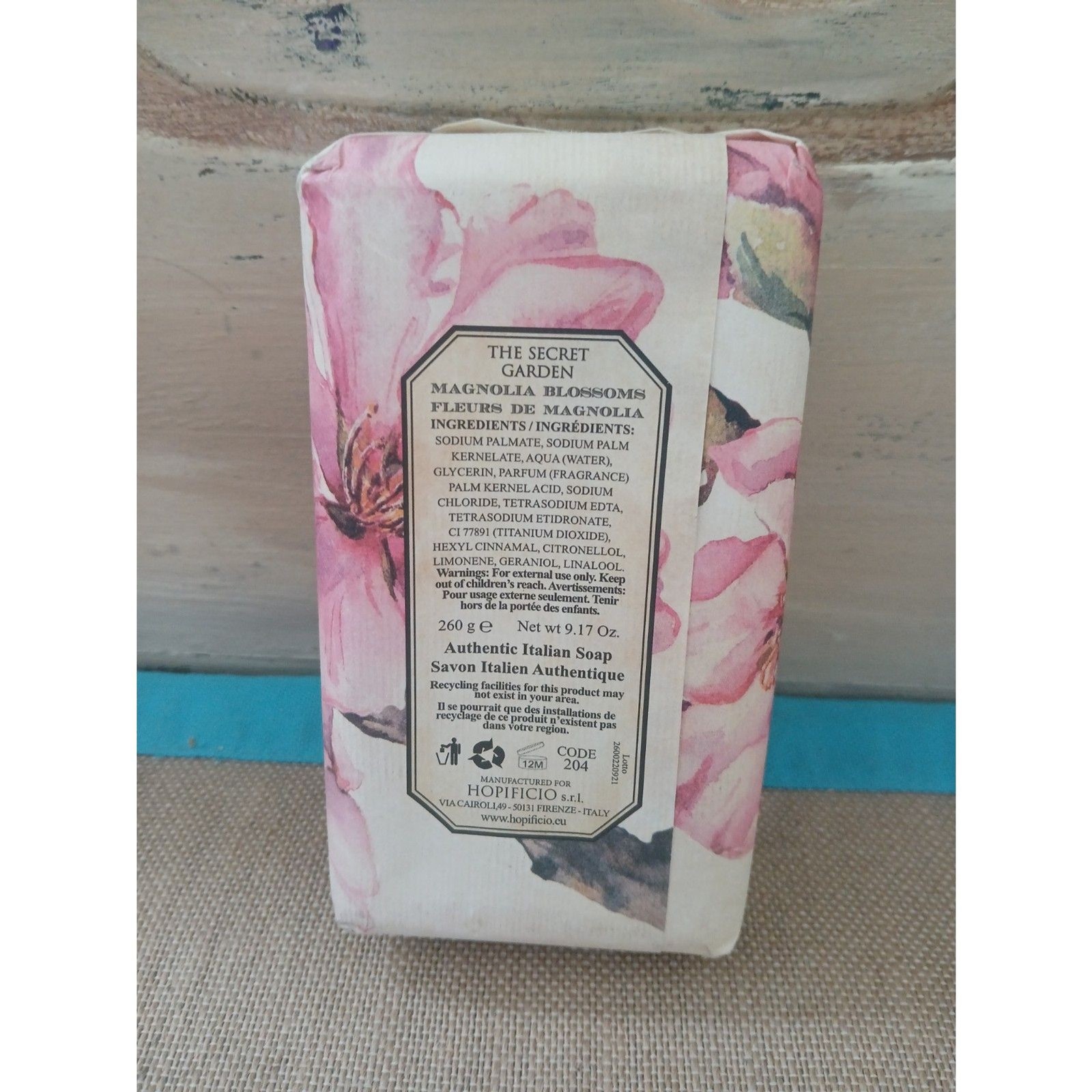 Hopificio Firenze Magnolia Blossoms Finest Triple Milled Soap Italy 9.17 oz