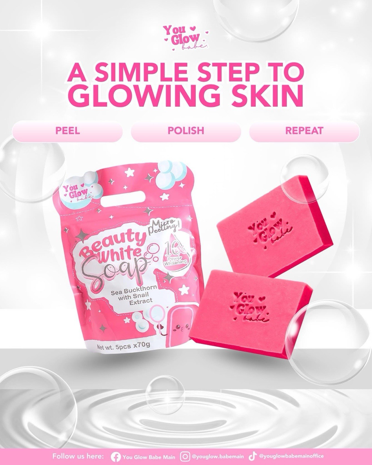 Beauty White Soap by You Glow Babe, 5 Bars x 70g