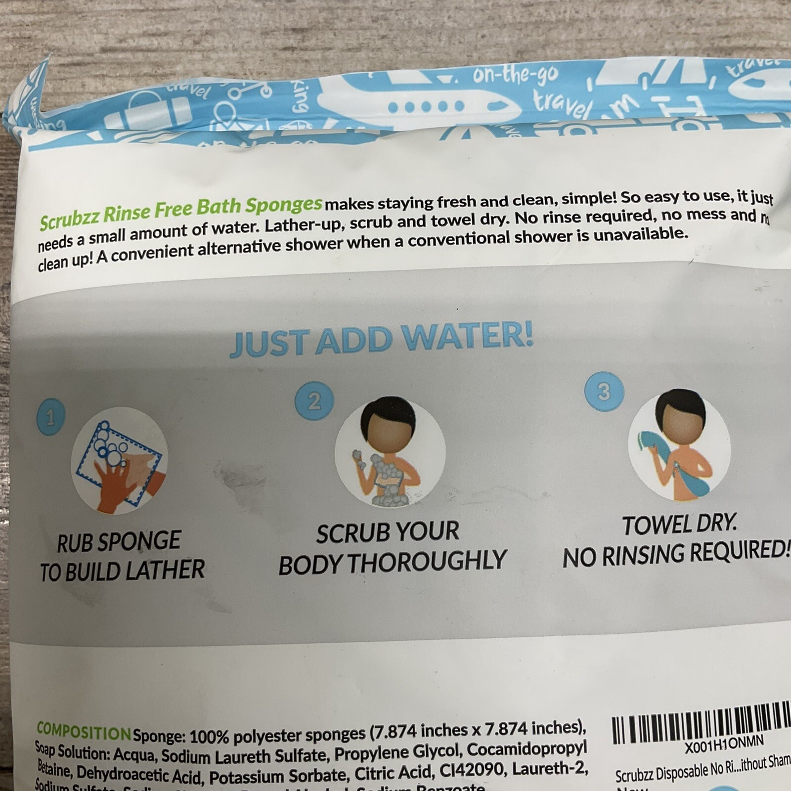 Scrubzz Disposable No Rinse Bathing Wipes – 25 Pack – All-In-1 Single Use Shower