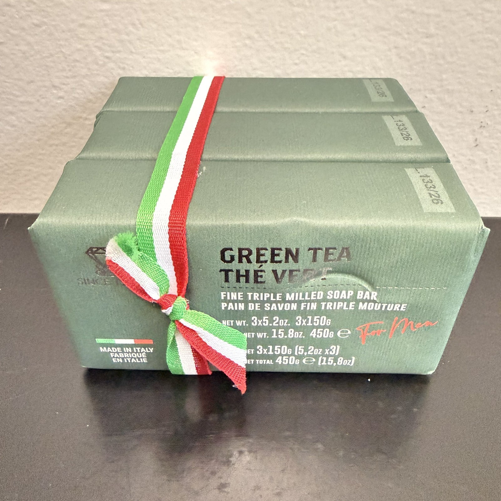 Saponificio Triple Milled Italian Luxury Soap Green Tea The Vert 3×5.2oz Bars
