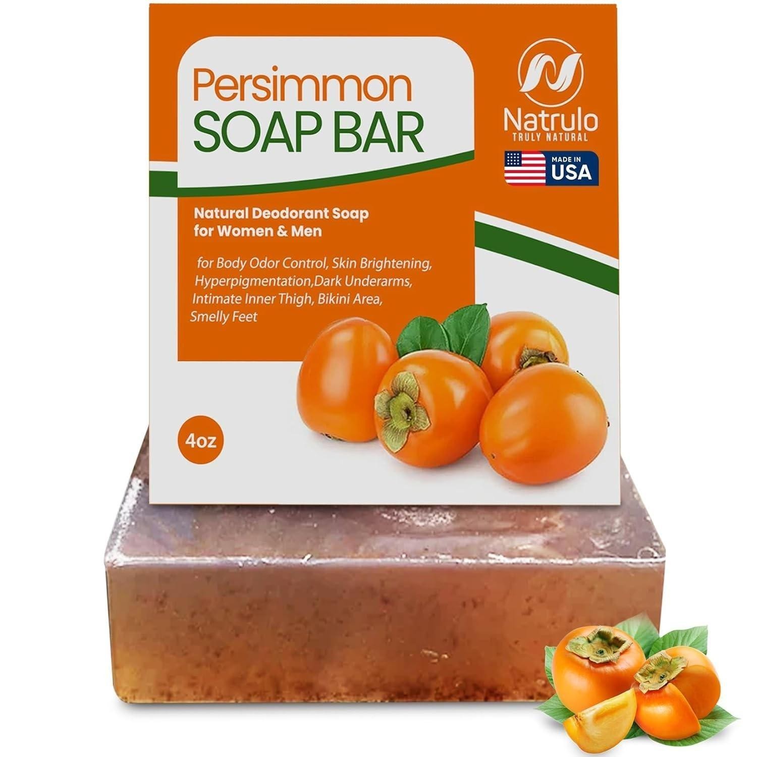 Natrulo Persimmon Soap Bar for Body Odor Control – Purifying Deodorizing Body
