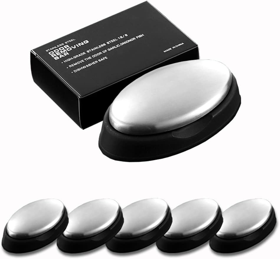 5 Packs Stainless Steel Bar Soap, Metal Soap Bar Odor Removing Bar, Remove Odor