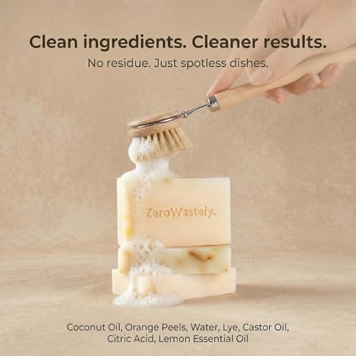 Natural Dish Soap Bar – Value Pack of 3 Solid Soap Block 16oz – Lemon